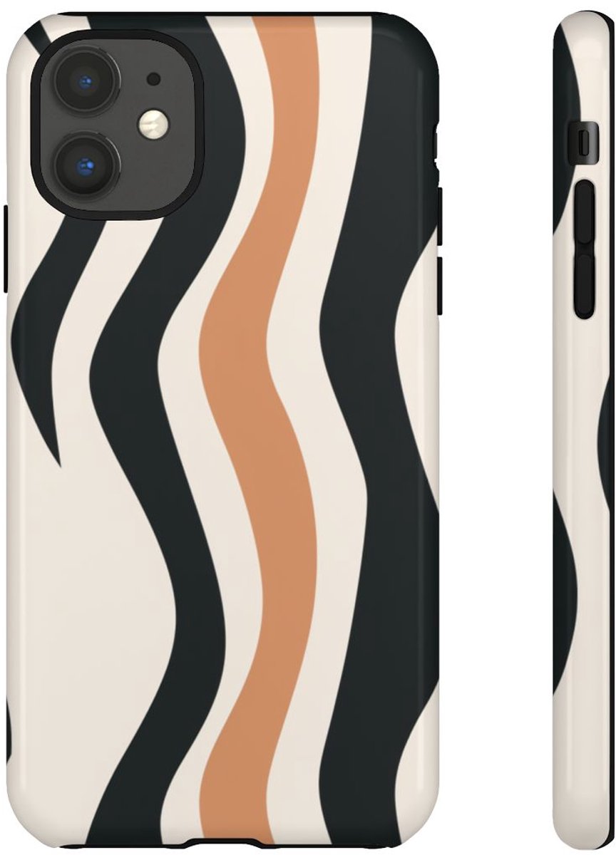 Golvende Abstracte Strepen in Glanzend Design – Telefoonhoesje Geschikt voor iPhone 11