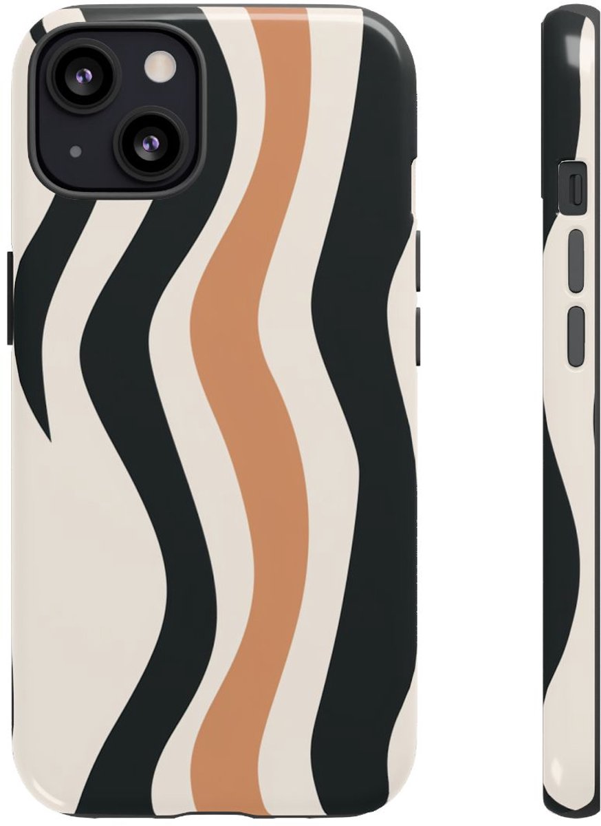 Golvende Abstracte Strepen in Glanzend Design – Telefoonhoesje Geschikt voor iPhone 13