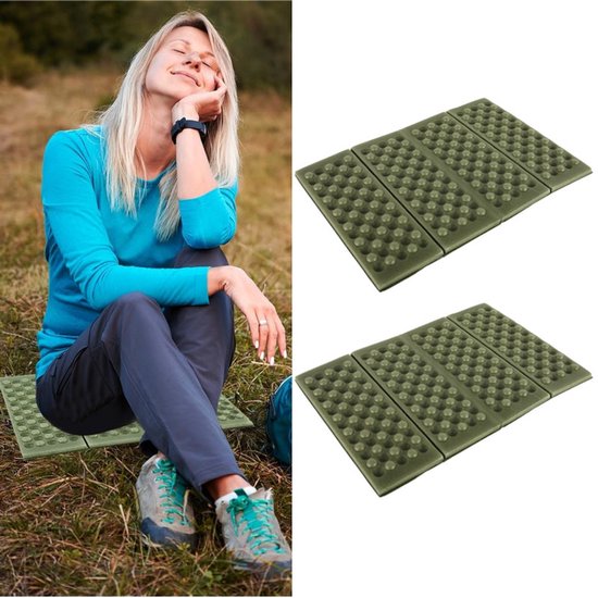 Foto: 2 stuks opvouwbaar zitkussen draagbaar ge soleerd zitkussen stadionzitkussen vochtwerende mat voor buiten opvouwbaar kniekussen vochtwerend legergroen geschikt voor picknicks in de buitenlucht bergbeklimmen en wandelen