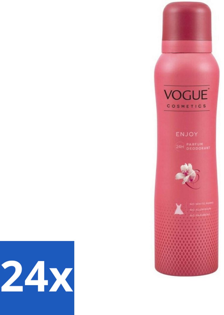 24 x Vogue Enjoy Parfum Deodorant 150 ml - Parfum En Deodorant - Deodorant Spray - 24 Uur Bescherming - Geur Van Mandarijn - Geur Van Jasmijn