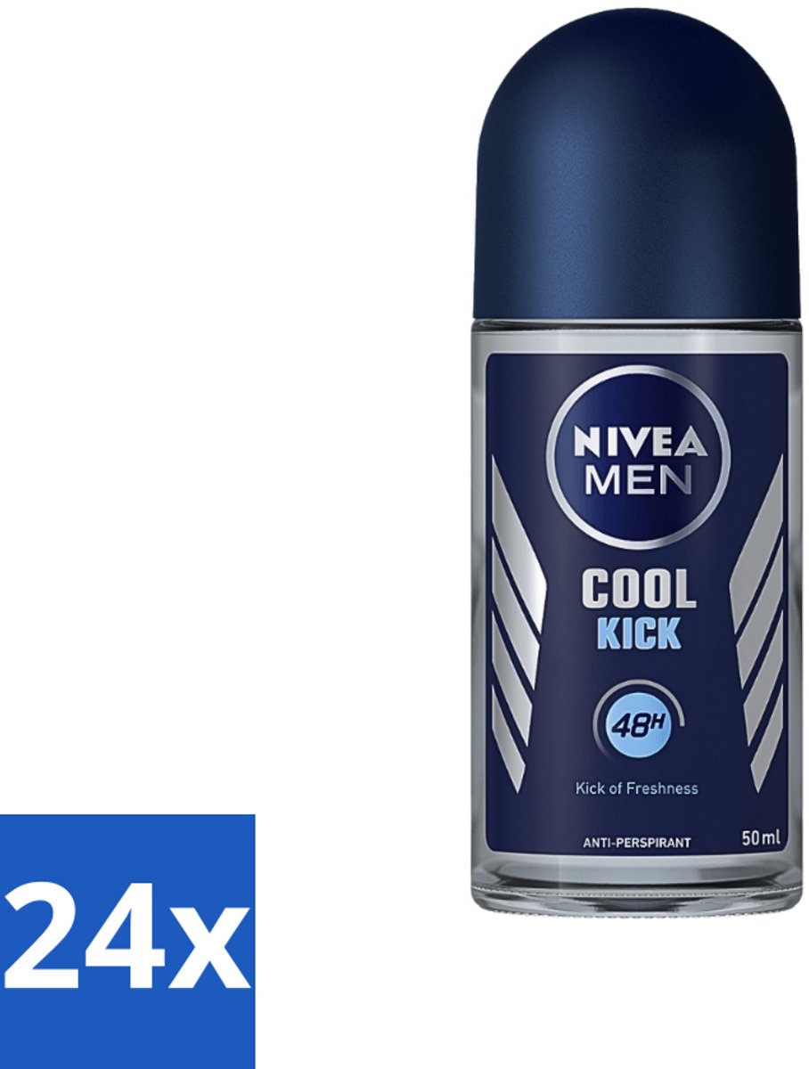 24 x Nivea - Deo Roll-On - Men - Cool Kick FM - Anti-Transpirant - 50 ml - Anti-transpirant - Deodorant - Zweetbestendig - Frisheid - Koelboost