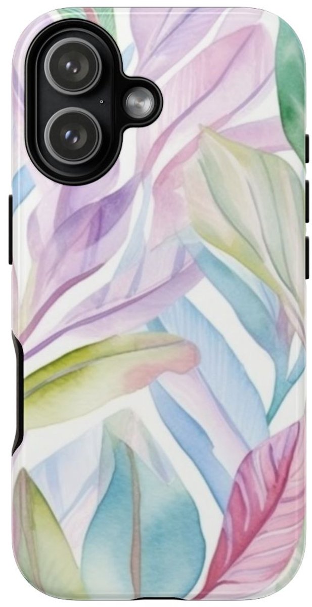 Aquarel Pastelbladeren Patroon – Telefoonhoesje Geschikt voor iPhone 17