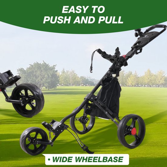 CITYSPORTS BC3 Golftrolley - Golfkar - golfwagen - 3-wiel trolley - golfcaddy golf push cart van aluminium - golf accesoires - golf — afbeelding 5