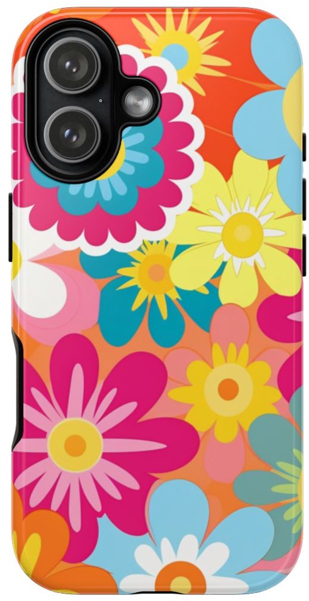 Kleurrijk Retro Bloemenpatroon – Telefoonhoesje Geschikt voor iPhone 17