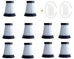 HEPA Filter - 10 Stuks - Geschikt voor Moosoo K12 K12 PRO K13 - Stofzuigerfilter - Stofzuiger Accessoires - Vervanging Filter - Voor Handheld Draadloze Stofzuiger - Met Filterborstel