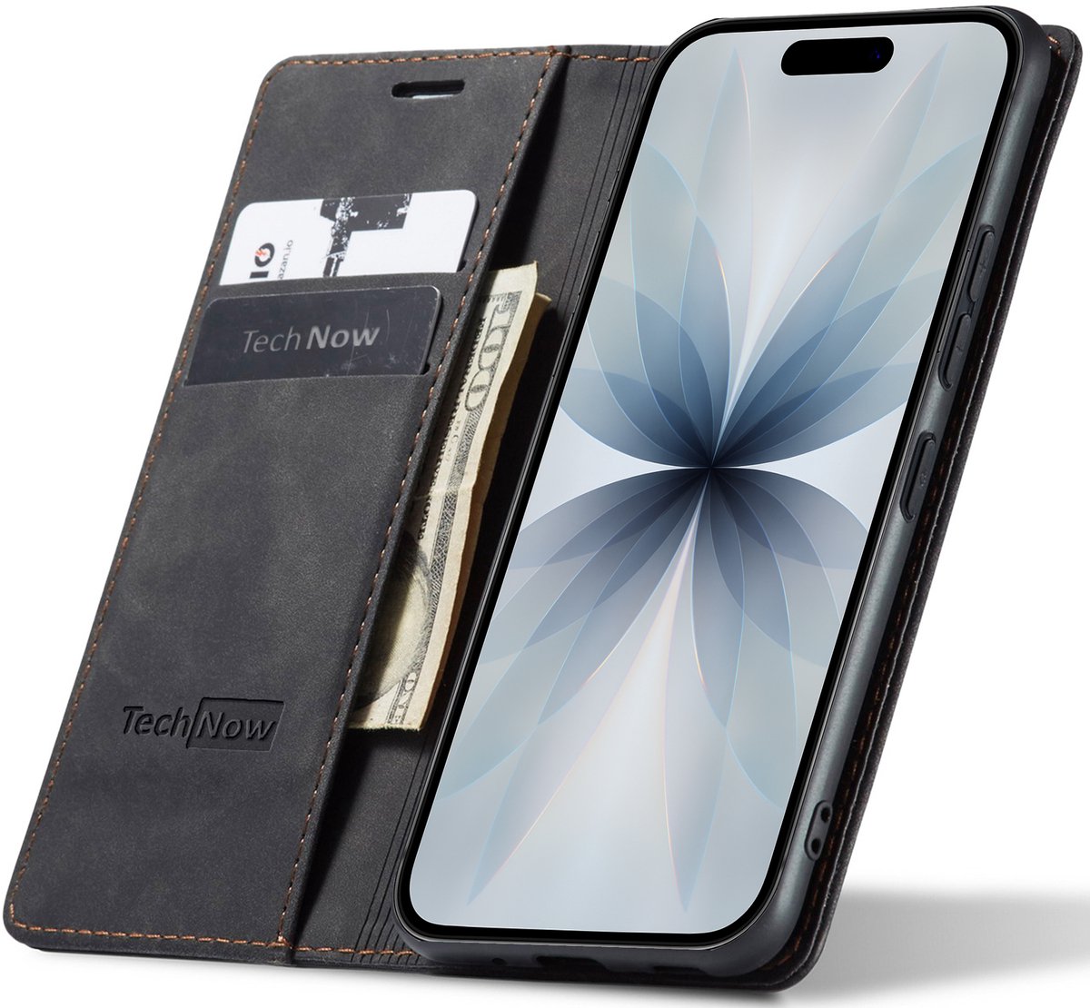 Hoesje geschikt voor iPhone 17 - Book Case Leer Slimline Zwart
