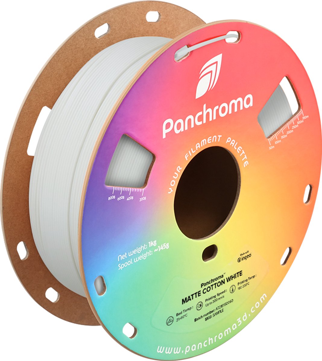 PLA MATTE 1,75mm KATOEN WIT 1kg POLYMAKER PANCHROMA PolyTerra 3D FILAMENT
