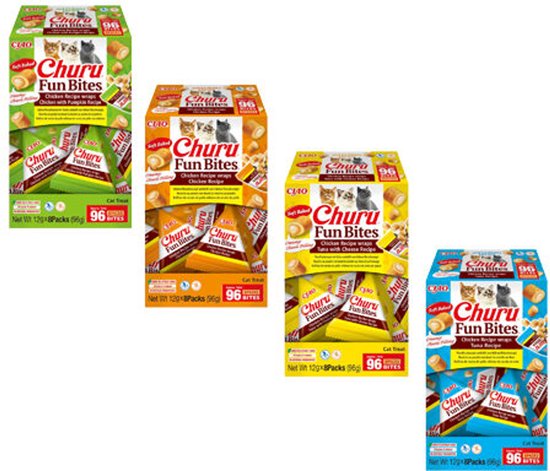 Ciao Churu Fun Bites Wraps Kattensnack Chicken & Tuna & Cheese - 8 x 12 gr