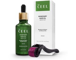 The CEEL Rozemarijn haarolie met dermaroller - Rozemarijn olie voor in het haar - Haarolie tegen haaruitval en voor sterke haargroei met biotine & natuurlijke oliën - Hair oil vegan - Haargroei serum - Rosemary oil with dermaroller 50 ml