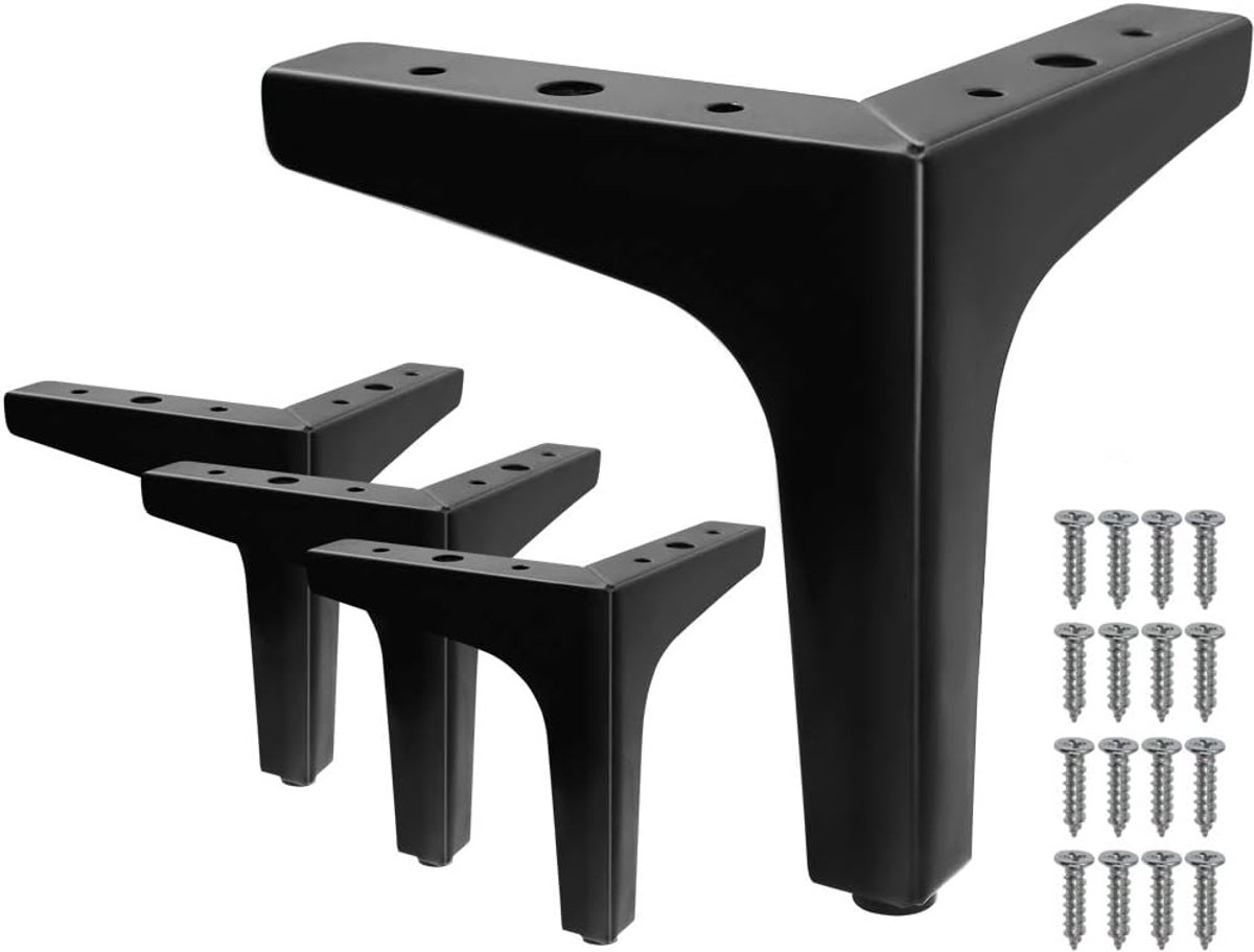 Tafelpoten- meubelpoot-4 stuks 6 inch meubelpoten - moderne stijl meubelbankpoten metalen matzwarte driehoekige poten - voor eettafel kast bank fauteuil - zwart - 15x15cm