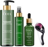 The Ceel Super haarverzorgingsset - Rozemarijn haarolie - Rozemarijn haarwater - Rozemarijnshampoo - Dermaroller - Voordeelset met 4 producten - Maximaal effect tegen haaruitval, dunner wordend haar en voor sterkere haargroei