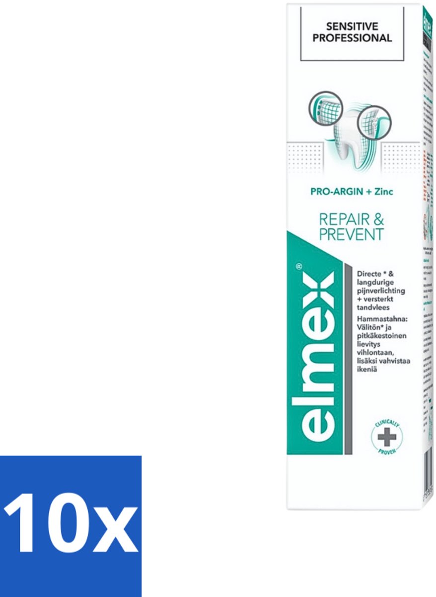 10 x Elmex Tandpasta Sensitive Professional Gum Care 75 ml - Gevoelige Tanden - Tandpasta - Gevoeligheid - Tandarts Aanbevolen - PRO-ARGIN Technologie