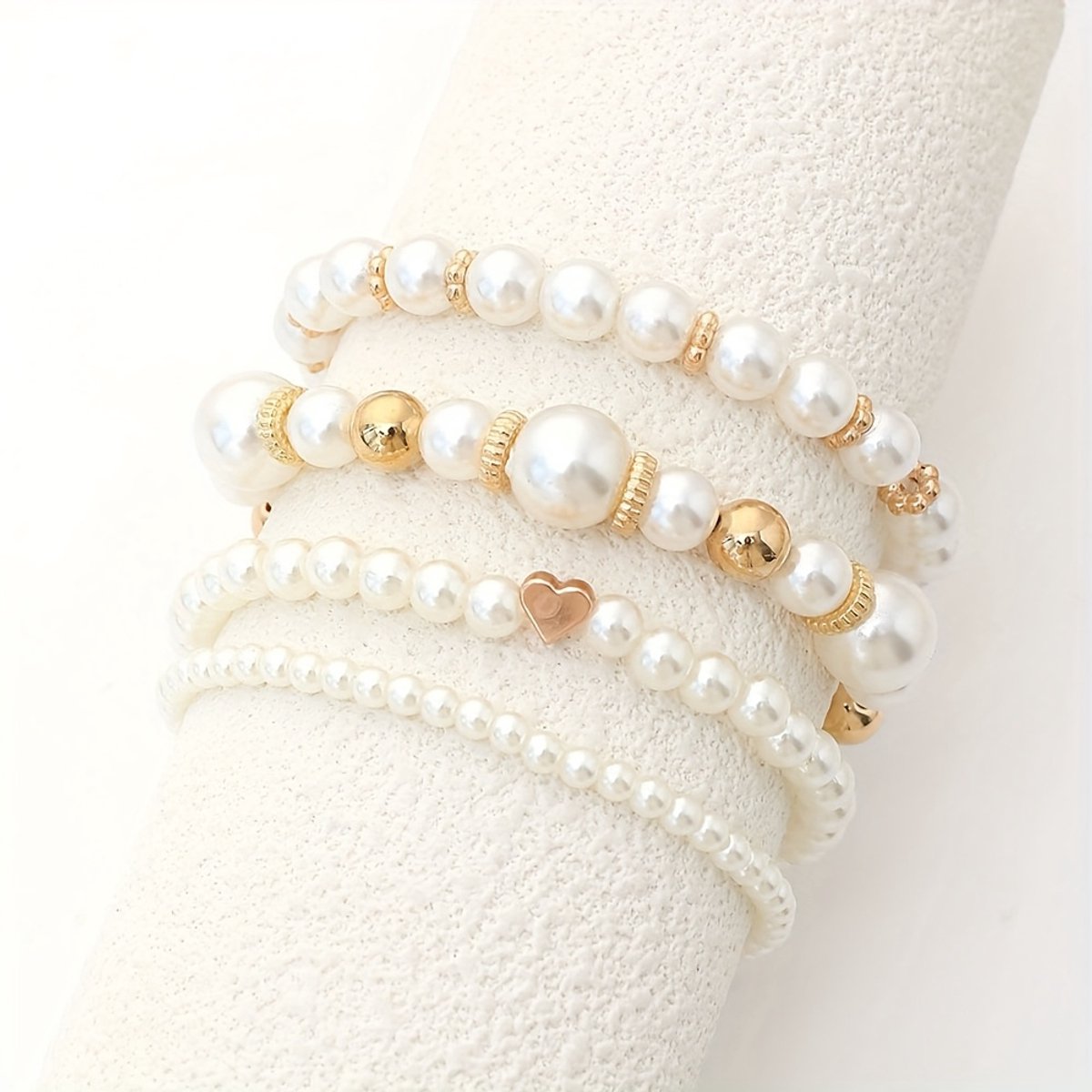 Sjika - Elegante Armbanden Set | Gold Plated | Parel Design | Cadeau voor Haar