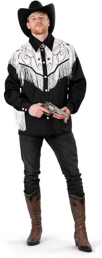 Funny Fashion - Costume de Cowboy & Cowgirl - Show Cowboy Rodeo Buddy Cow Man - Zwart / Wit - Taille 56-58 - Déguisements - Déguisements