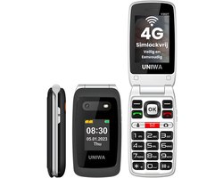 4G Senioren Mobiele Telefoon – Klaptelefoon met Grote Toetsen en Letters – SOS Noodknop – Senioren GSM – Dubbel Scherm – Oplaadstation – Simlockvrij – Eenvoudige Seniorentelefoon voor Ouderen Zwart – Oma Opa
