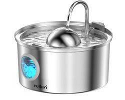 Cellavi R1X - Drinkfontein RVS Kat & Hond - Waterdispenser incl. Waterfilter - Waterfontein Kat - Kattenfontein 3.2L - Fluisterstil