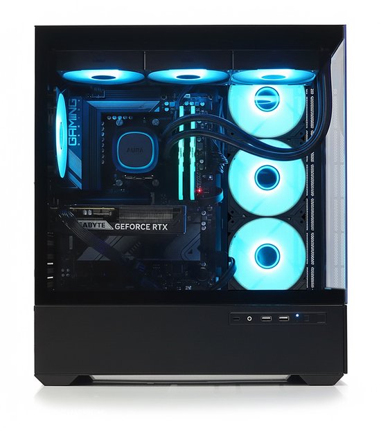 AMD Ryzen 9 7900X High-End Game PC WATERKOELING - RTX 5080 - 32GB DDR5 RGB - 2TB Gen4 SSD - MSI B840 Gaming Plus WIFI - WiFi 7|Bluetooth 5.4|LAN 2.5Gbps - Sharkoon AK6 RGB Black Aquarium Case
