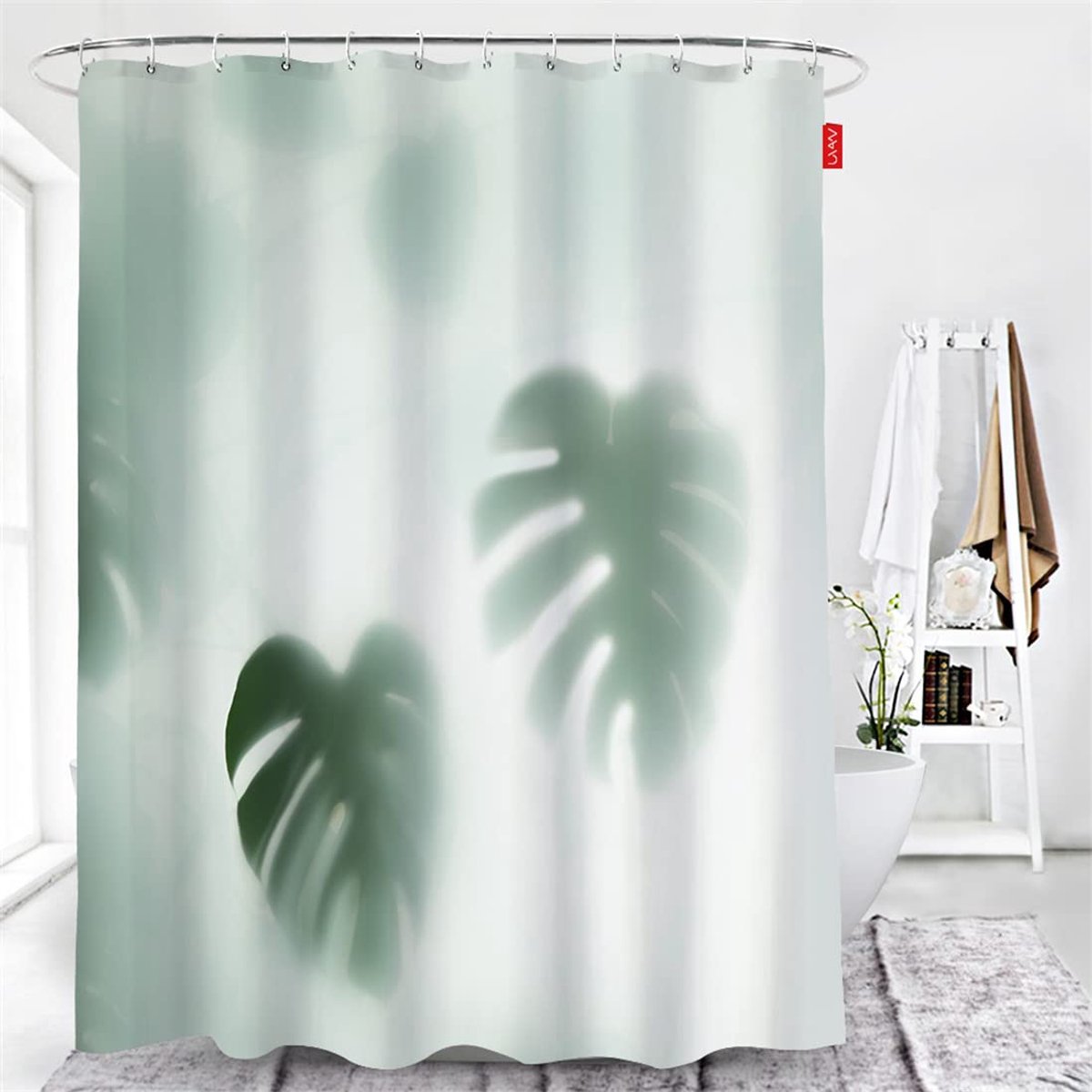 Ibenzoa® Waterafstotend douchegordijn met plantmotief voor stijlvolle badkamer