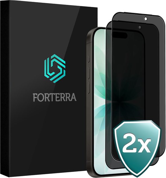 Forterra Protection d'écran compatible avec iPhone 17 Protection d'écran de confidentialité en Glas trempé Couverture complète - Protection d'écran compatible avec iPhone 17 Protection d'écran de confidentialité anti- Spy - LOT DE 2