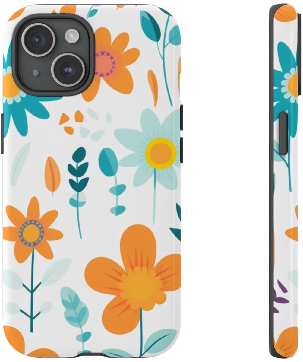 Kleurrijk Bloemenpatroon – Telefoonhoesje Geschikt voor iPhone 15