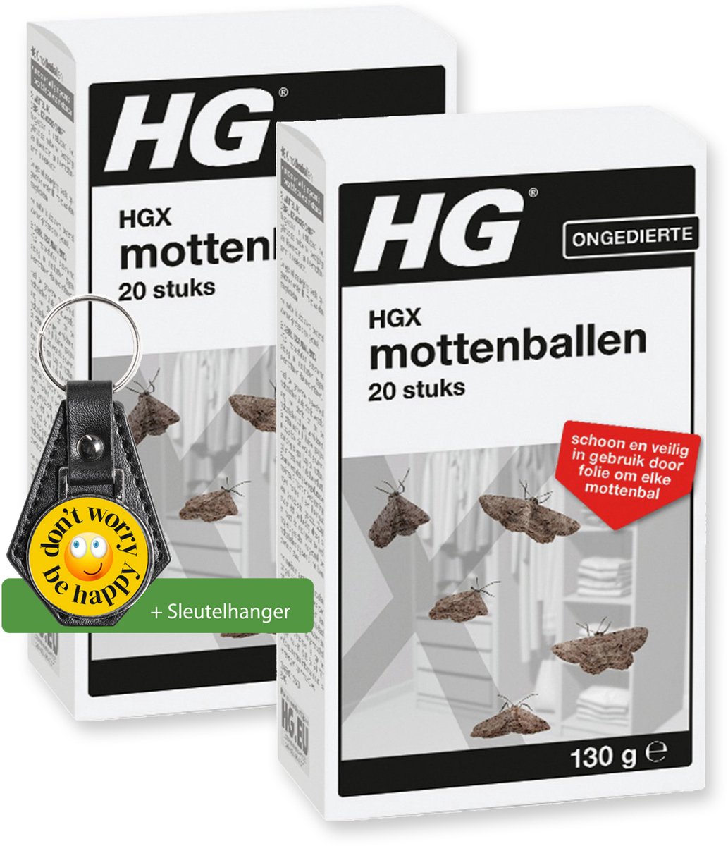 HG mottenballen 0,13kg - 2 Stuks - Inclusief sleutelhanger