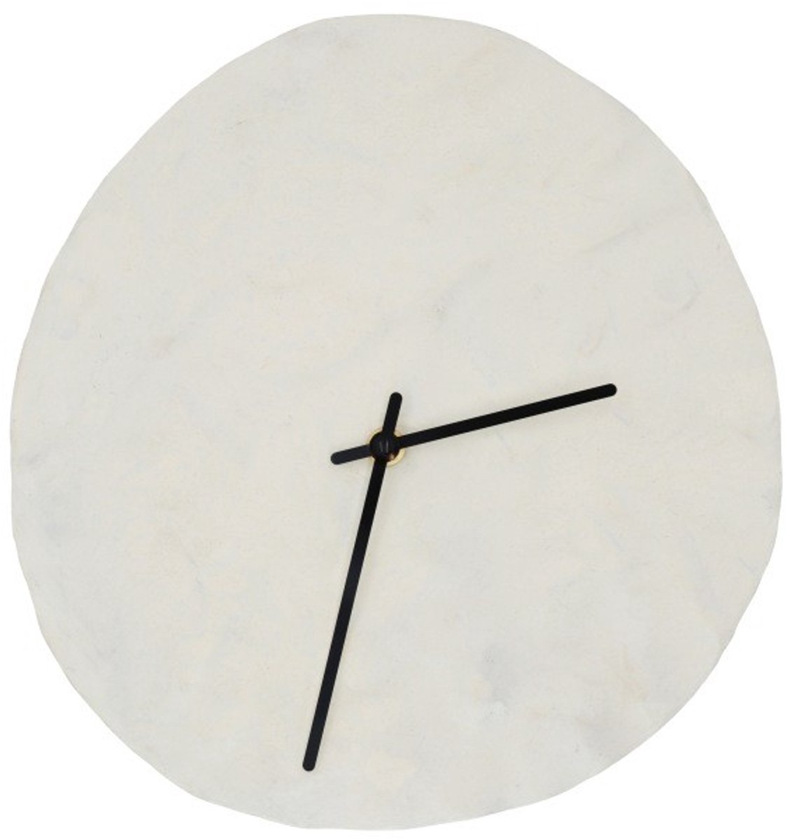 Leeff Klok Charlie – Wit – Papier-maché – Zwarte wijzers