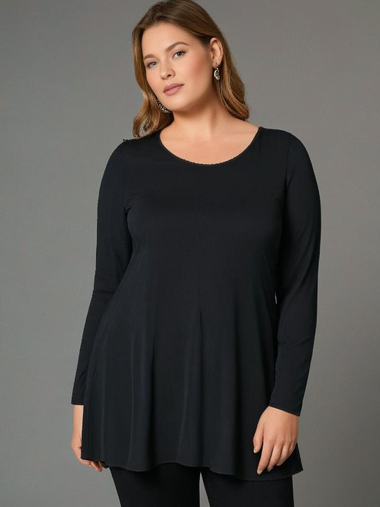 Shirt A-lijn lange mouw zwart