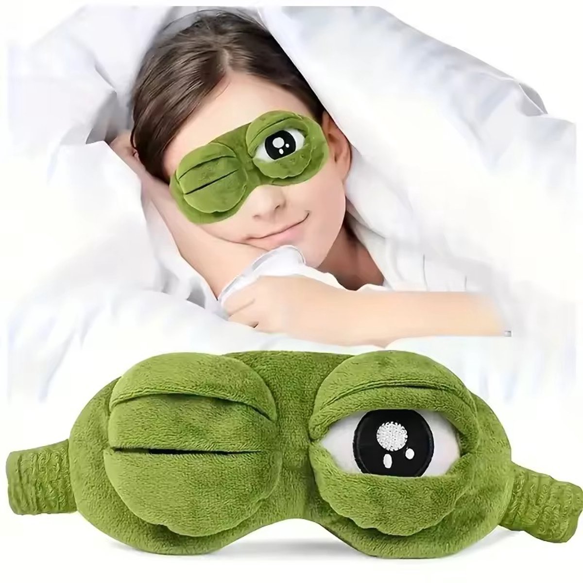 3D Kikker Oog masker | Frog | Slaapmasker | Slapen | Relax | Rust | Donker | Comfortabel & Zacht | Grappig Pluche | Funny | Cute | Kawaii | Cartoon | Ogen | Masker | Bed | Reizen | Vlucht