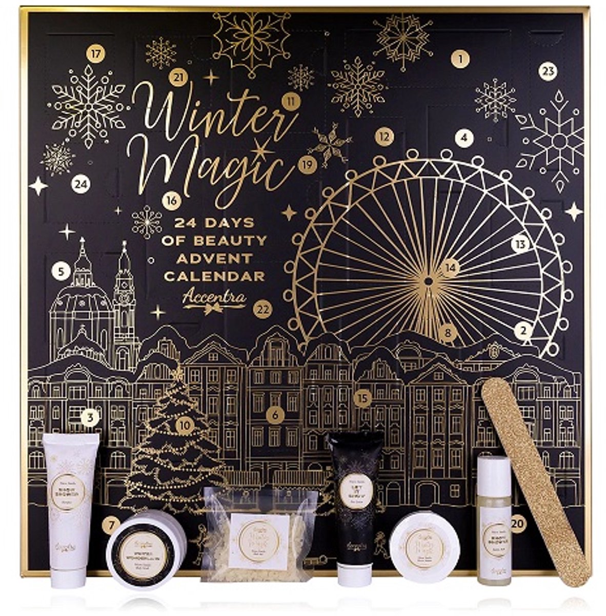 Adventskalender 2025 - winter magic - bad en body - beauty - advent kalender - wellness - 40 x 4,8 x 40 cm
