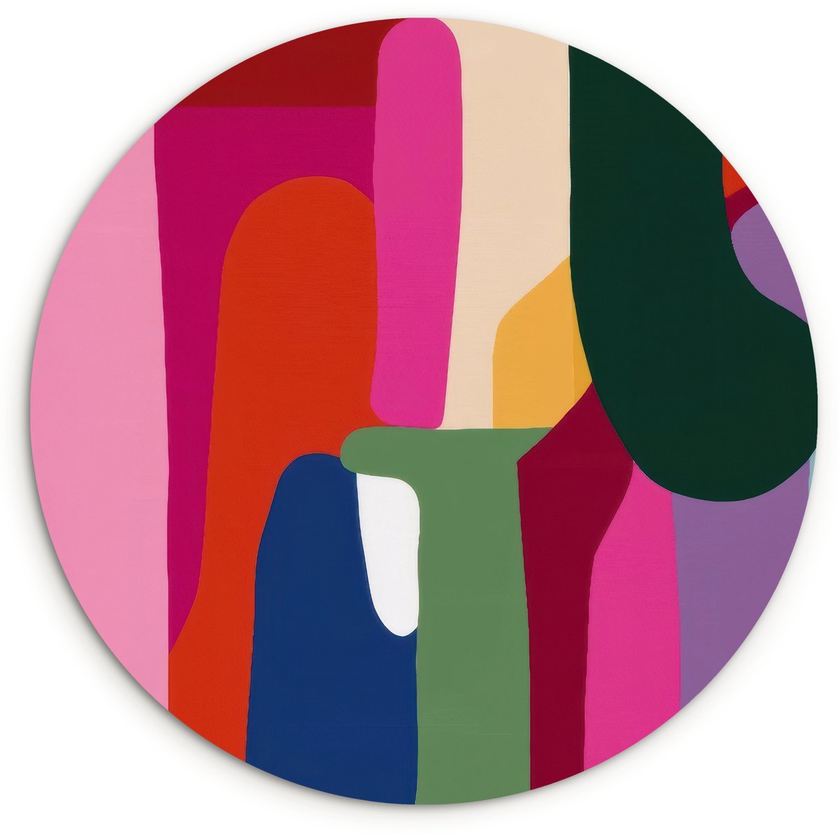 WallCircle Wandcirkel 150x150 cm - Muurcirkel Kleurvakken - Recht - Rond - Abstract - Muurdecoratie woonkamer - Wanddecoratie slaapkamer - Kamer decoratie accessoires - Ronde schilderijen Kleurvakken - Abstract