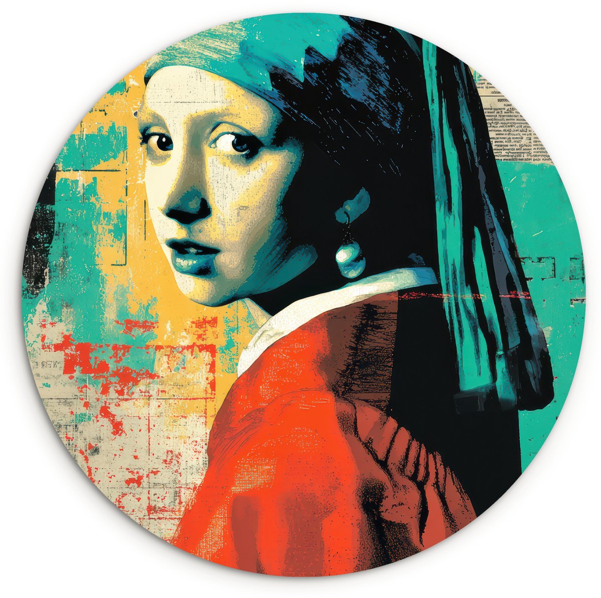 WallCircle Wandcirkel 150x150 cm - Muurcirkel Klassiek - Pareloorbel - Streetartstijl - Kleurrijk - Muurdecoratie woonkamer - Wanddecoratie slaapkamer - Kamer decoratie accessoires - Ronde schilderijen Vrouw - Klassiek - Pareloorbel