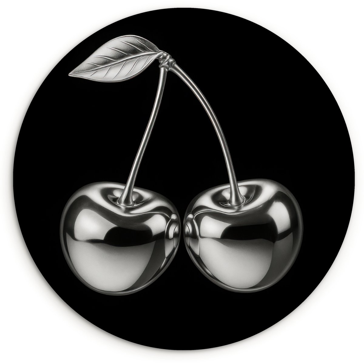 WallCircle Wandcirkel 30x30 cm - Muurcirkel Kers - Luxueus - Metallic - Muurdecoratie woonkamer - Wanddecoratie slaapkamer - Kamer decoratie accessoires - Ronde schilderijen