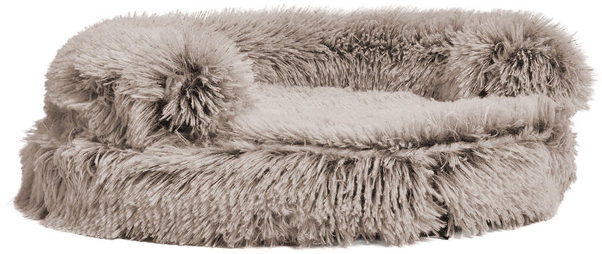 Kattenmand Croci - Bicolor Beige, Ronde Vorm, Zachte Pluche - 45x45x9 cm