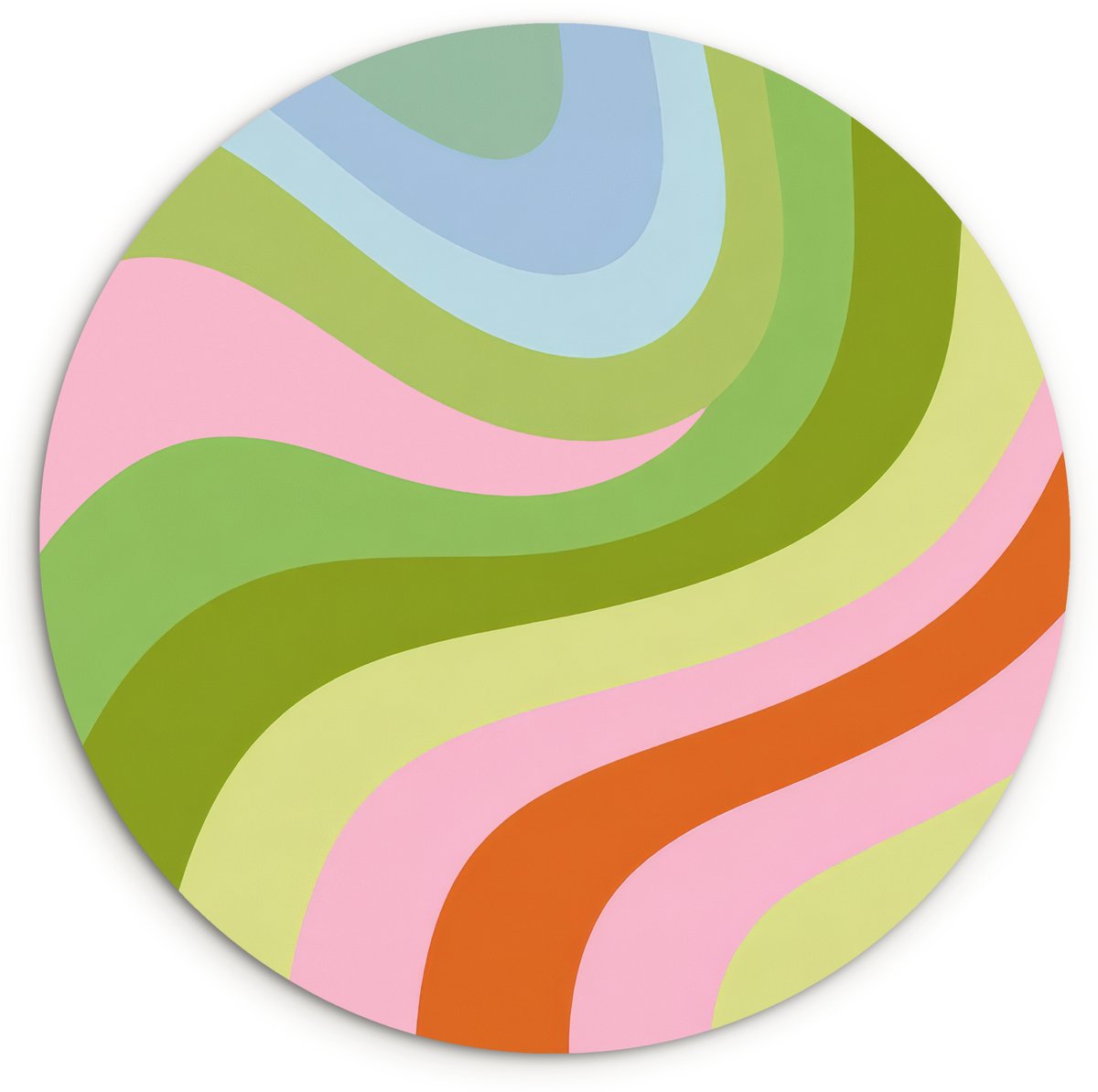 WallCircle Wandcirkel 120x120 cm - Muurcirkel Lijnen - Pasteltinten - Golvend - Muurdecoratie woonkamer - Wanddecoratie slaapkamer - Kamer decoratie accessoires - Ronde schilderijen Lijnen - Golvend