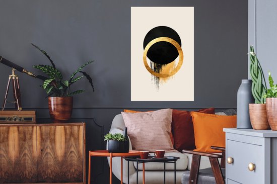 Muurstickers - Sticker Folie - Abstract ontwerp - Zwarte cirkel - Verfvlekken - 60x90 cm - Plakfolie - Muurstickers Kinderkamer - Zelfklevend Behang - Zelfklevend behangpapier - Stickerfolie