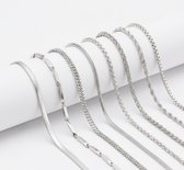 Ensemble de colliers argentés pour hommes et femmes – 8 chaînes à maillons différents – unisexe – variation de design et de maillons