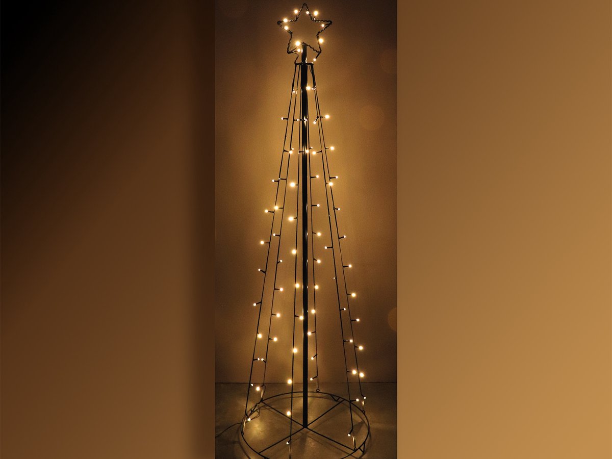 by Mooss - Kerstverlichting - Kerstboom - 150 cm - 80 led - Warm Wit - op Batterijen - Timer - Buitenverlichting - Decoratieve Verlichting