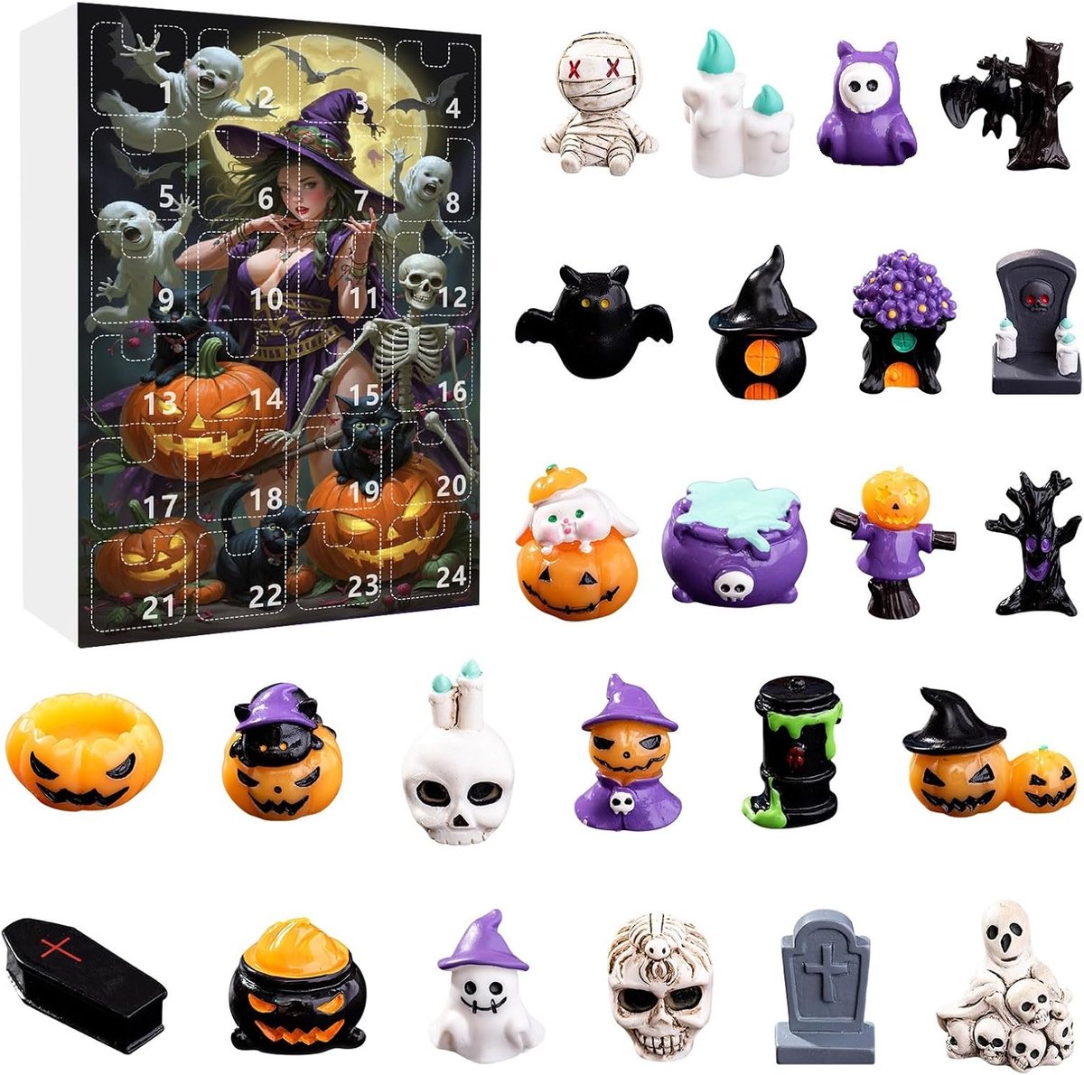 Calendrier De L'Avent Halloween 2025 - 24 Figurines Surprise En Résine, Compte à Rebours Pour Les Enfants