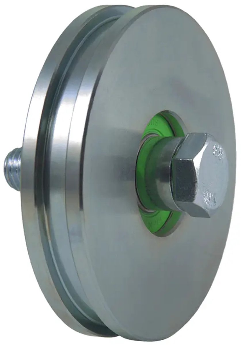 100 mm vierkant groefwiel met 1 kogellager