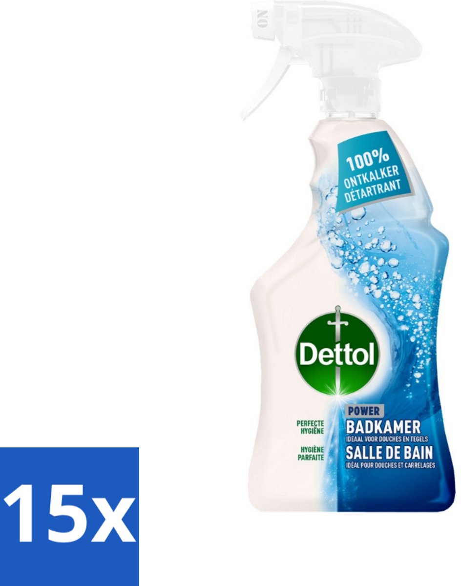 15 x Dettol Badkamerreiniger 500 ml - Badkamer Reinigen - Kalk Verwijderen - Zeepresten Verwijderen - Badkamer Schoonmaken - Badkamer Hygiëne