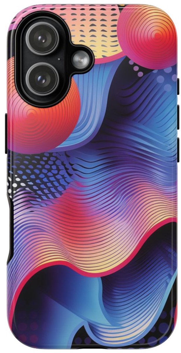 Kleurrijke Abstracte Golven en Bollen – Telefoonhoesje Geschikt voor iPhone 17