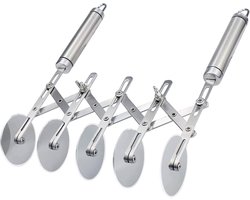 5 Wheel Retractable Multi-Wheel Stainless Steel Pizza Cutter Side Wheel for Pastry Cutter for Kitchen (Stainless Steel)