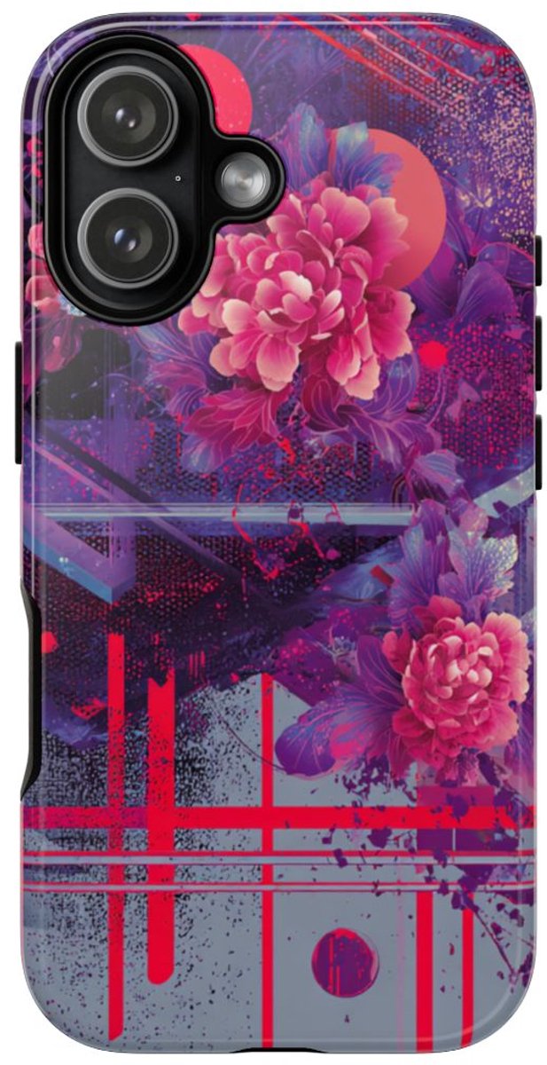 Abstracte Neonbloemen en Geometrie – Telefoonhoesje Geschikt voor iPhone 17