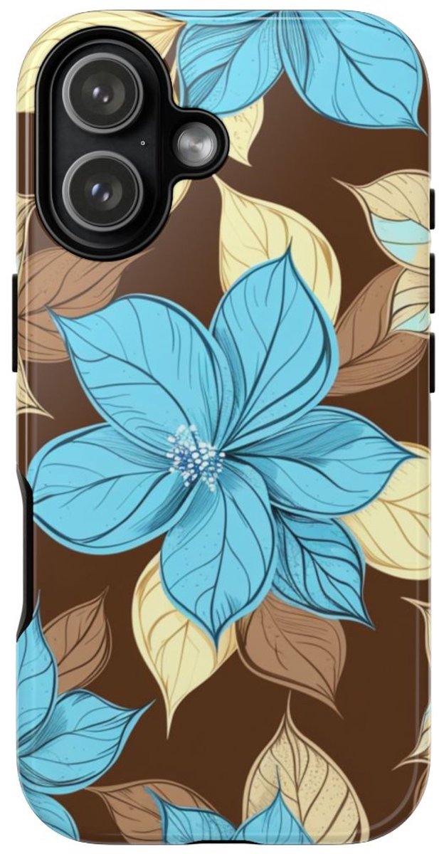 Turquoise en Beige Bloemenpatroon – Telefoonhoesje Geschikt voor iPhone 17