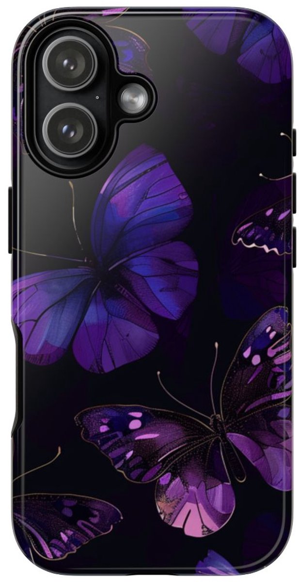 Paars Vlinderpatroon – Telefoonhoesje Geschikt voor iPhone 17