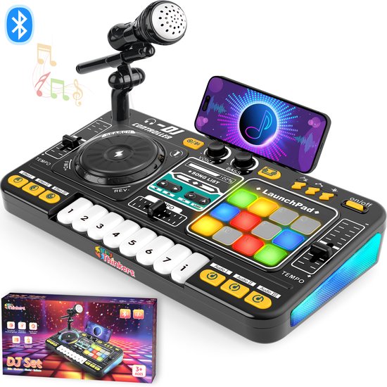 DJ Set Kinderen met Bluetooth & Microfoon - Oplaadbaar - Speelgoed Muziekspeler - Mengpaneel - Draaitafel - DJ Mixer Kids - Muziek Speelgoed