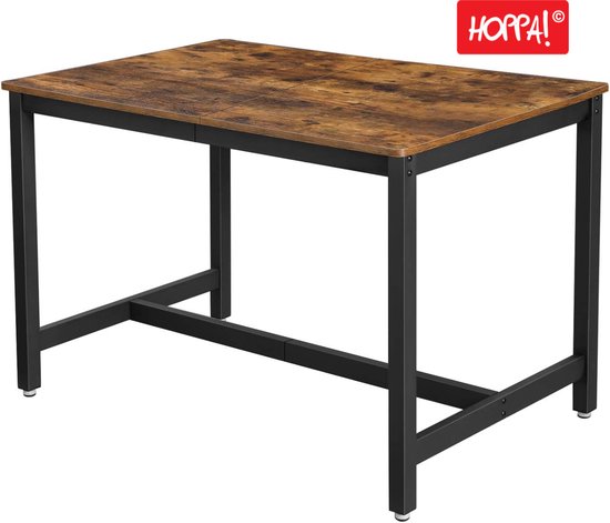 Hoppa! Table à Manger Vintage en Fer - Marron - Fer/MDF