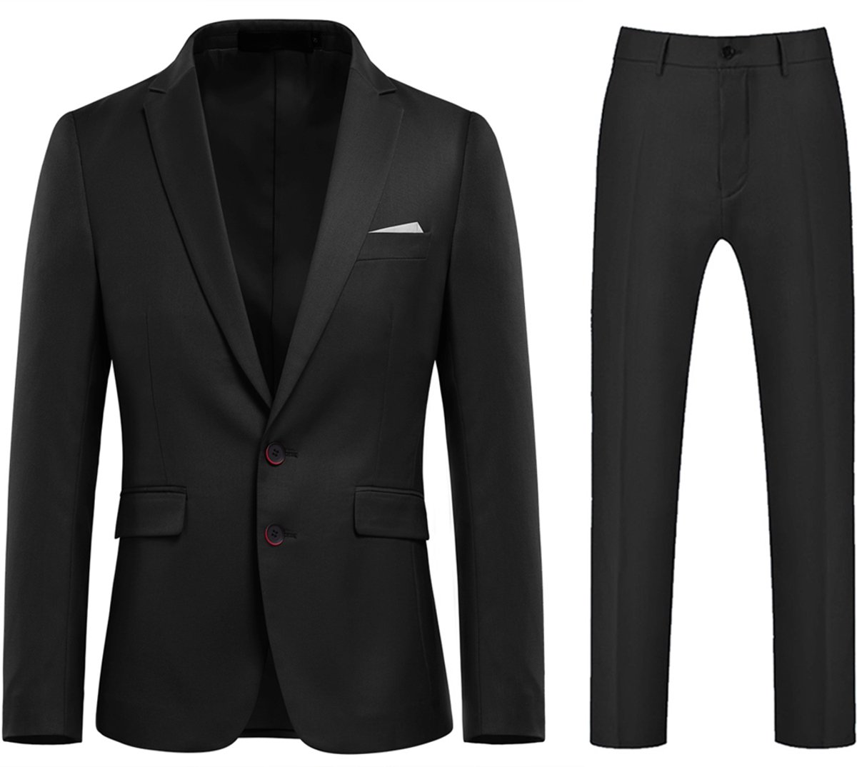 ALLTHEMEN Heren Twee knoops Pak Middenspleet - Tonsurton pantalon met 9 utility zakken -S