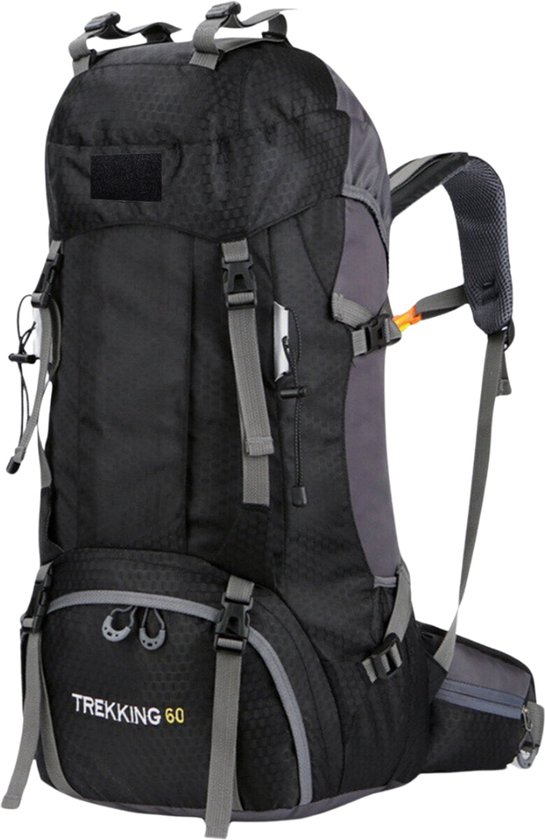 RAMBUX® - Backpack - Adventure - Zwart - Wandelrugzak - Trekking Rugzak - Heupriem - Lichtgewicht - 60 Liter