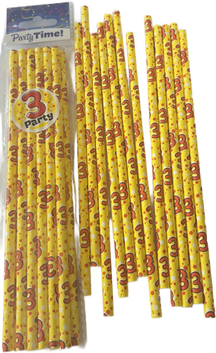 Rietjes met 8 opdruk, 12 stuks, Verjaardag, Kinderen, Wegwerp, Papier.